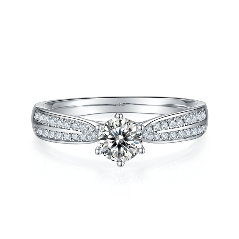 豪镶星光皇后S925银镀白金MoissaniteWomen's Ring50分D级